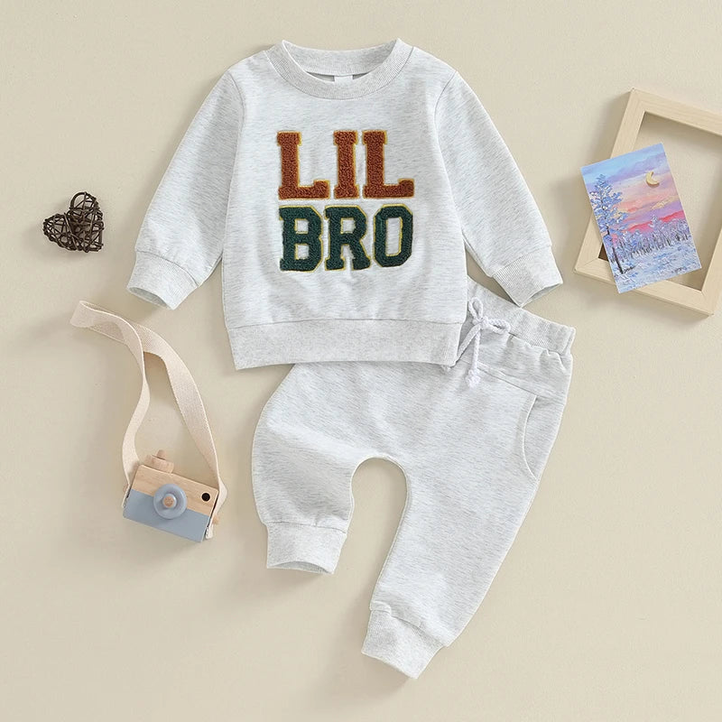 Patapata# ! Big Brother Little Brother Matching Outfit Toddler Baby Boy Long Sleeve Sweatshirt Pants Set Fall Clothes