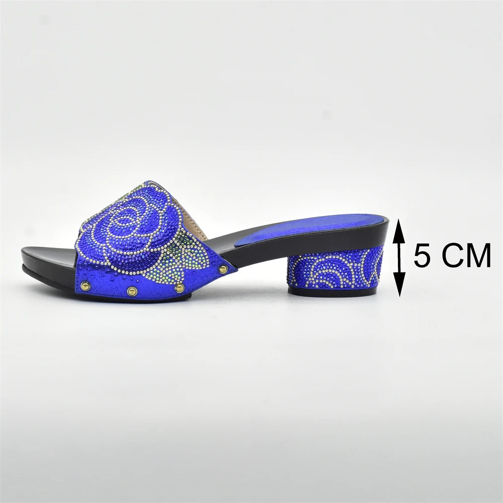 Patapata# ! Latest Design ItaliaBags Set Decorated with Rhinestone Bag and Shoes Set Italy Womens Dress Shoes Open Toe