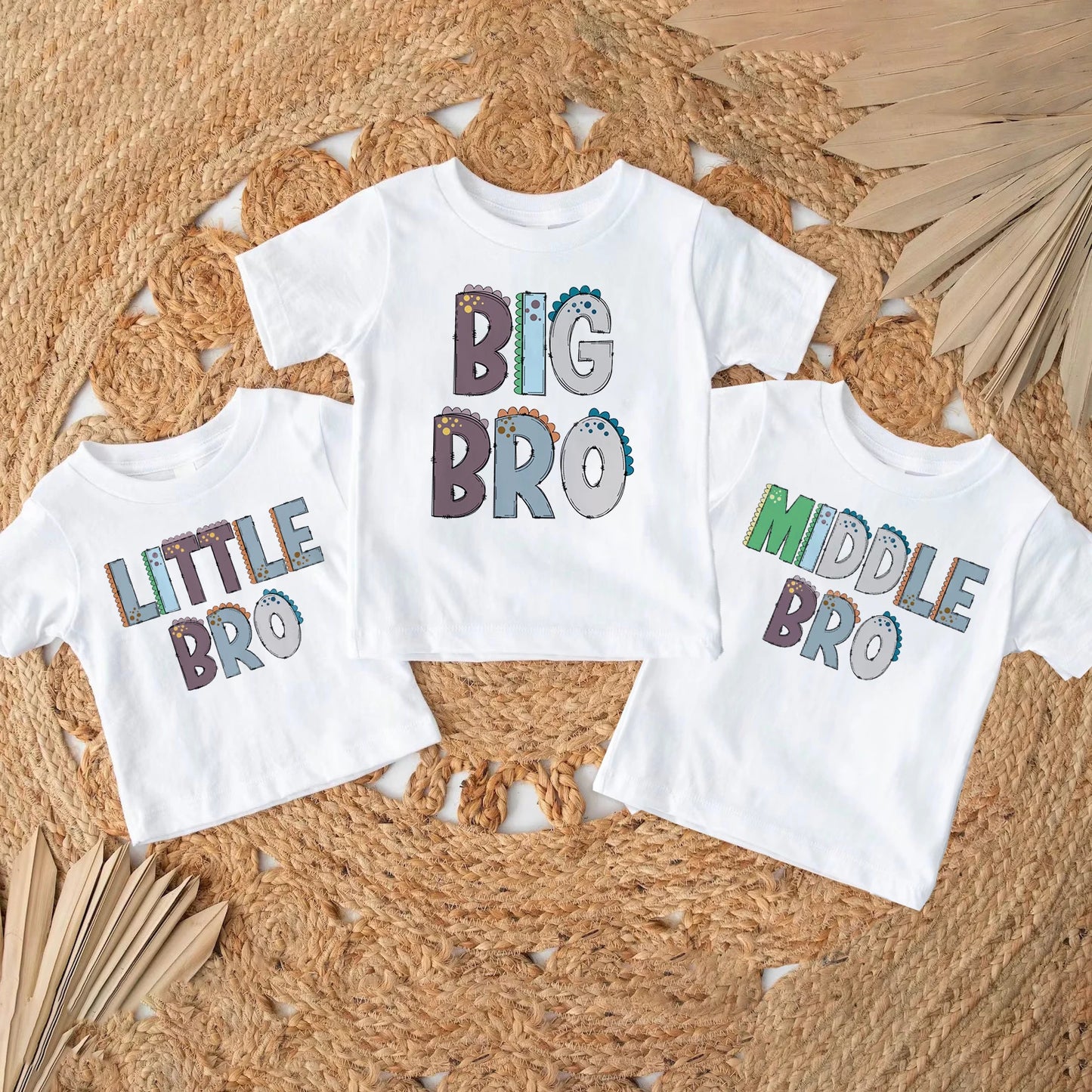 Patapata# ! Big Middle Little Brother Print Family Matching T-shirt Boys Sibling Shirt Child Summer Tee Clothes Kids Short Sleeve Outfit Top