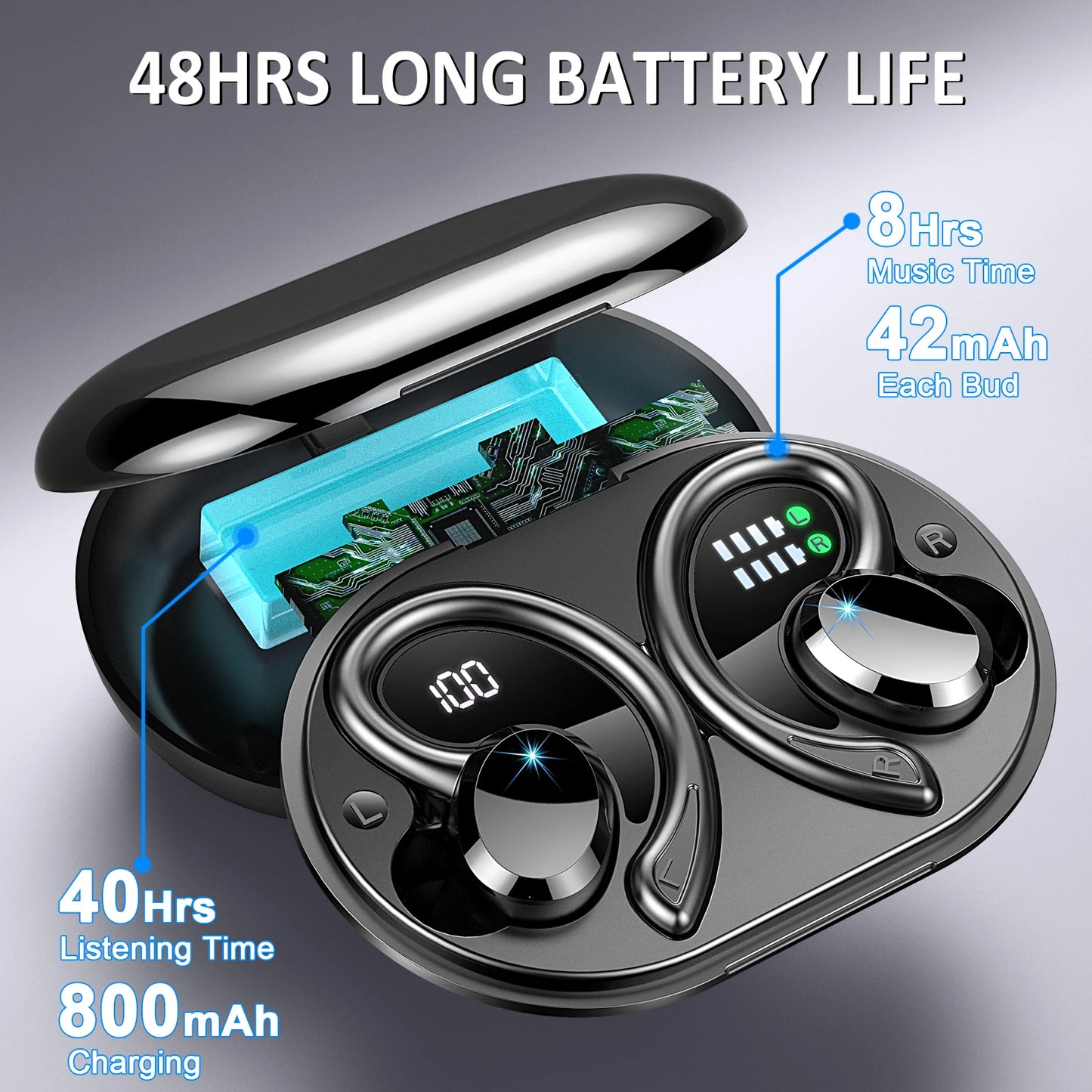 Patapata# ! Wireless Earbuds, Bluetooth 5.3 Earbuds Stereo Bass, in-Ear Noise Cancelling Mic, Earphones IP7 Waterproof Sports, 40H Playback.