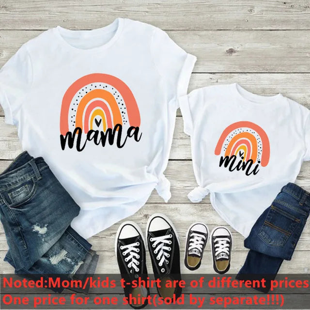 Patapata# Matching Family T-Shirts – Mama & Mini Rainbow Tee (Fast USA Shipping)