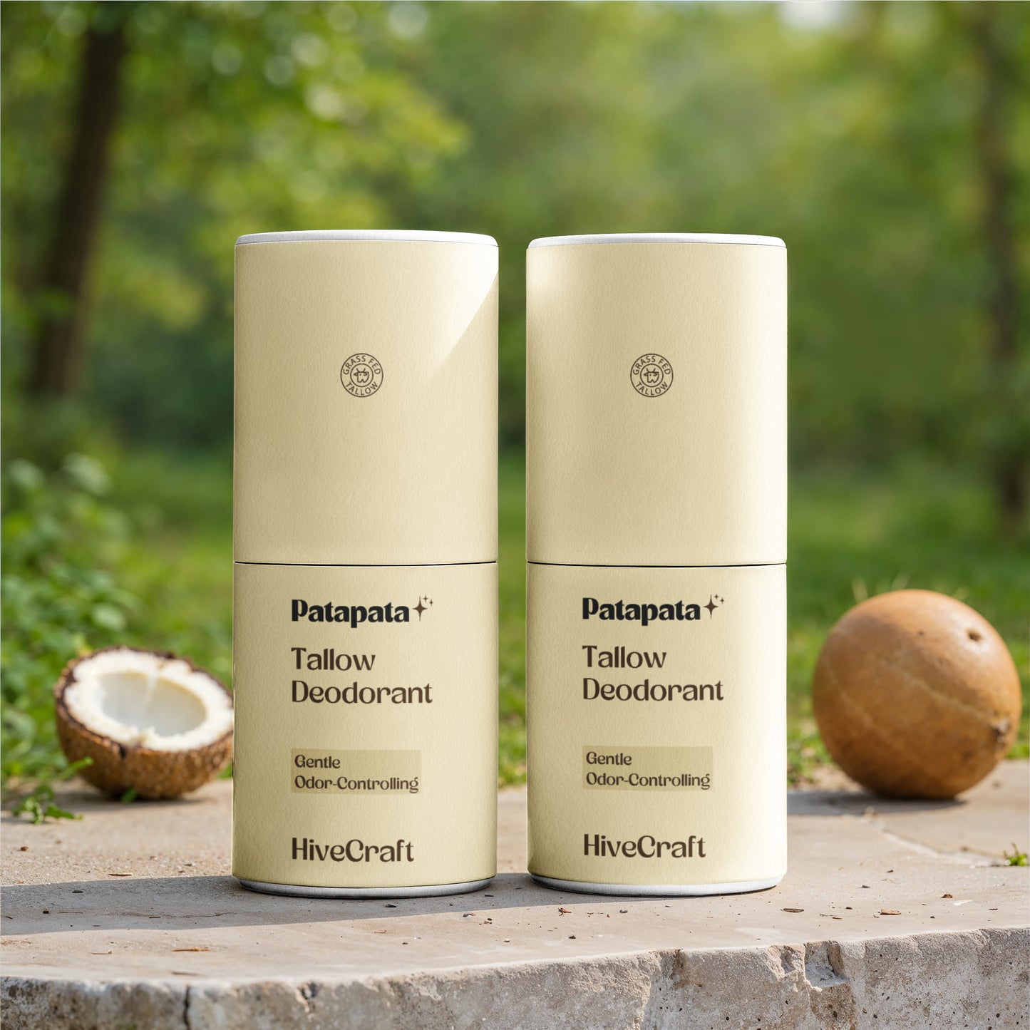 Patapata# ! 2 Pack Natural Tallow Deodorant Stick