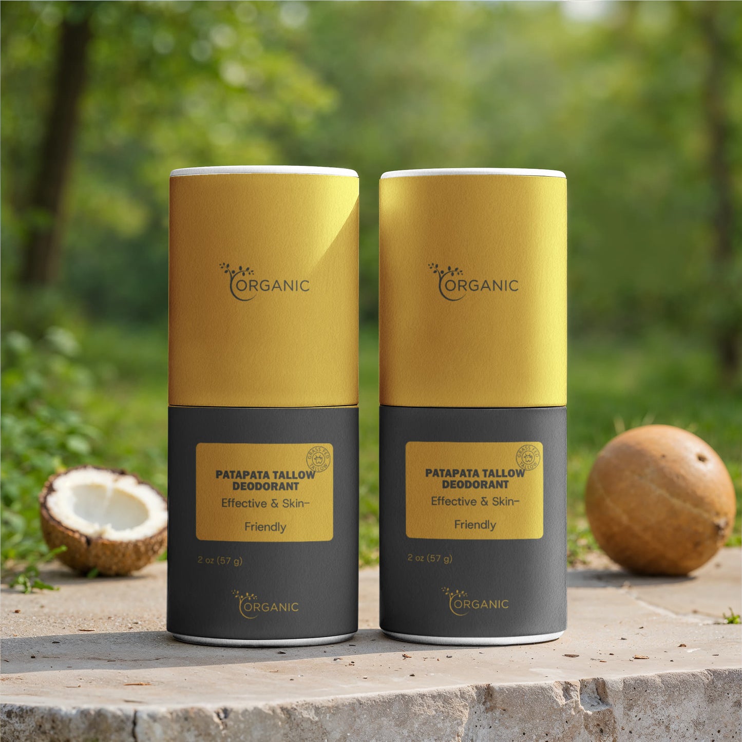 Patapata# ! 2 Pack Natural Tallow Deodorant Stick