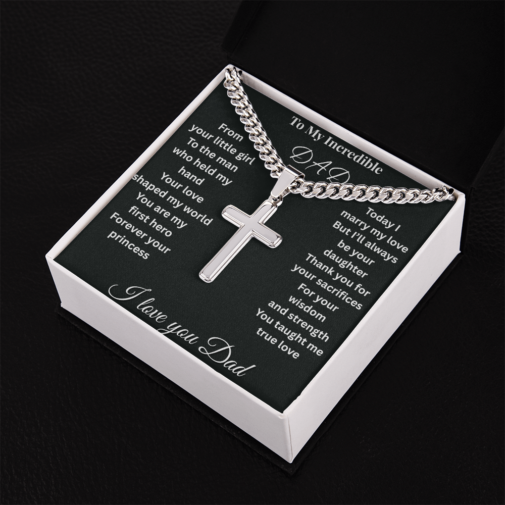 Patapata# ! Cuban Link Chain With Eng1raved Artisan Cross