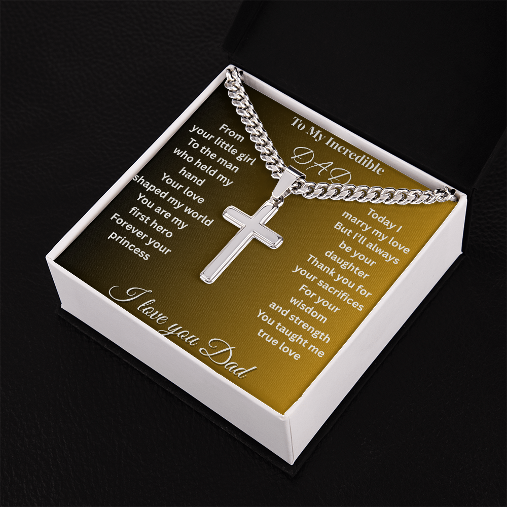 Patapata# ! Cuban Link Chain With Engraved Artisan Cross 2