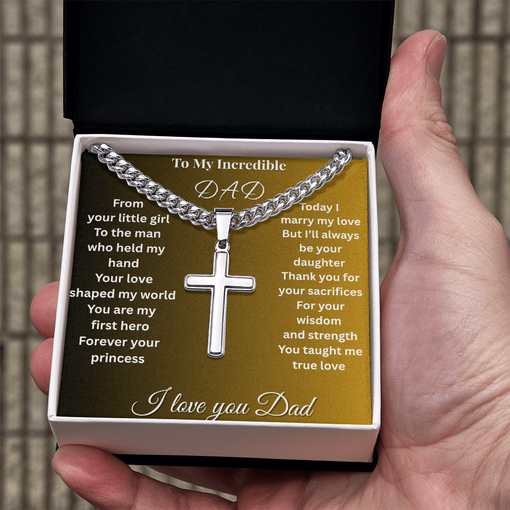 Patapata# ! Cuban Link Chain With Engraved Artisan Cross 2