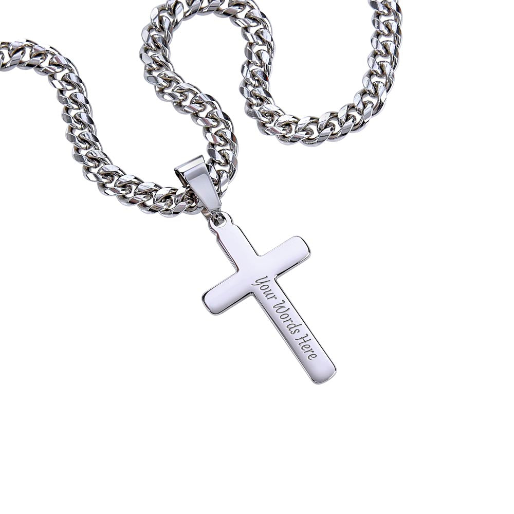 Patapata# ! Cuban Link Chain With Eng1raved Artisan Cross
