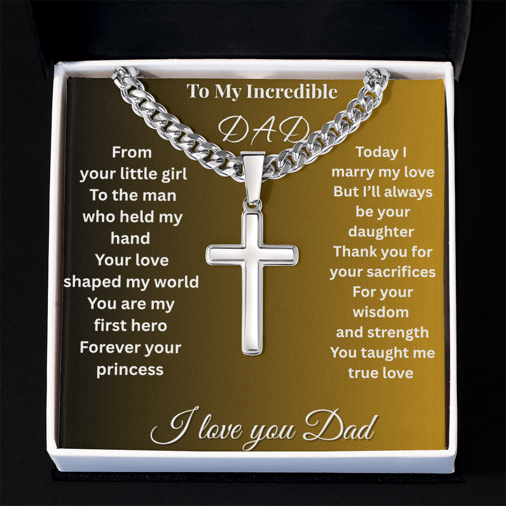 Patapata# ! Cuban Link Chain With Engraved Artisan Cross 2