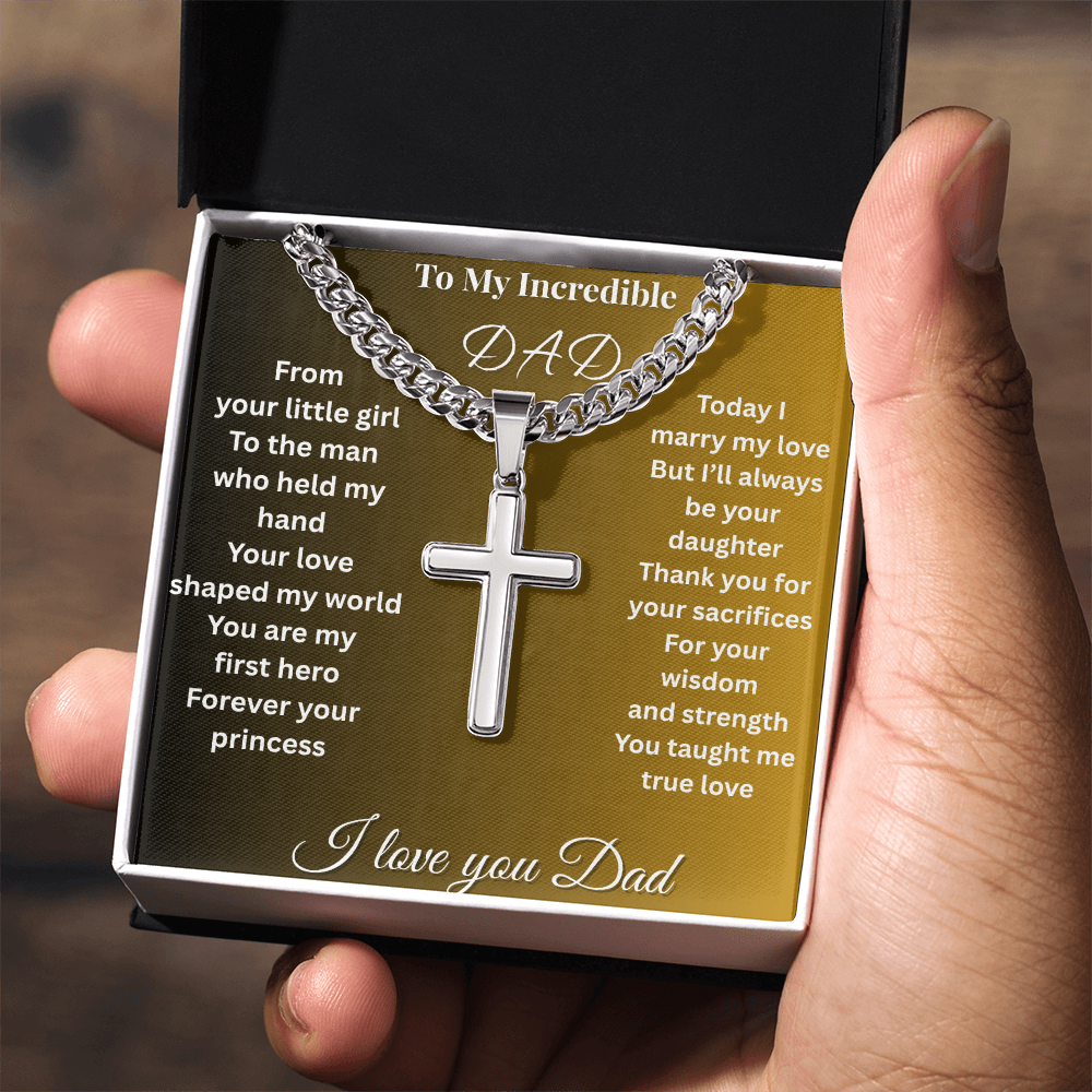 Patapata# ! Cuban Link Chain With Engraved Artisan Cross 2