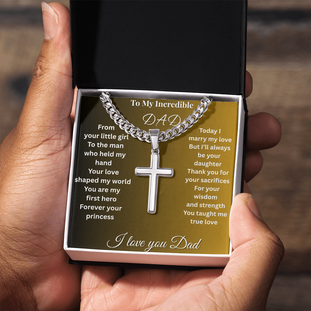 Patapata# ! Cuban Link Chain With Engraved Artisan Cross 2