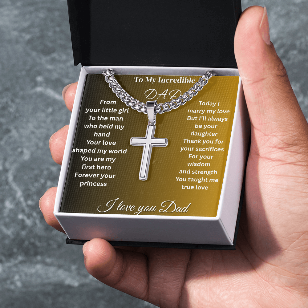 Patapata# ! Cuban Link Chain With Engraved Artisan Cross 2