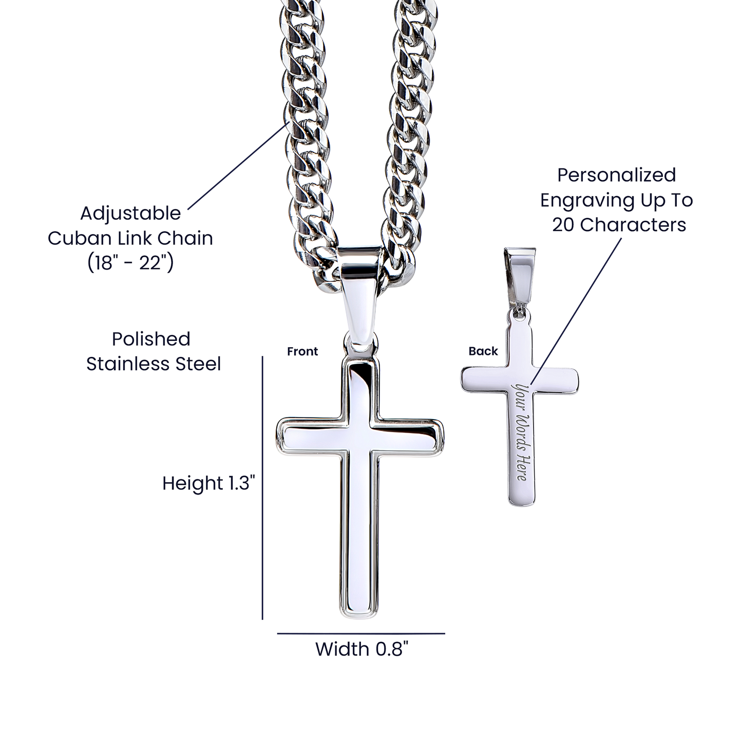 Patapata# ! Cuban Link Chain With Eng1raved Artisan Cross
