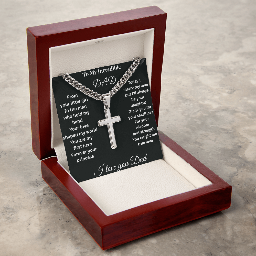 Patapata# ! Cuban Link Chain With Eng1raved Artisan Cross