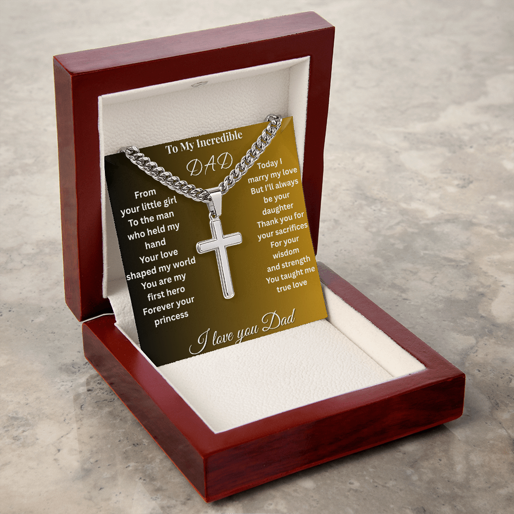 Patapata# ! Cuban Link Chain With Engraved Artisan Cross 2