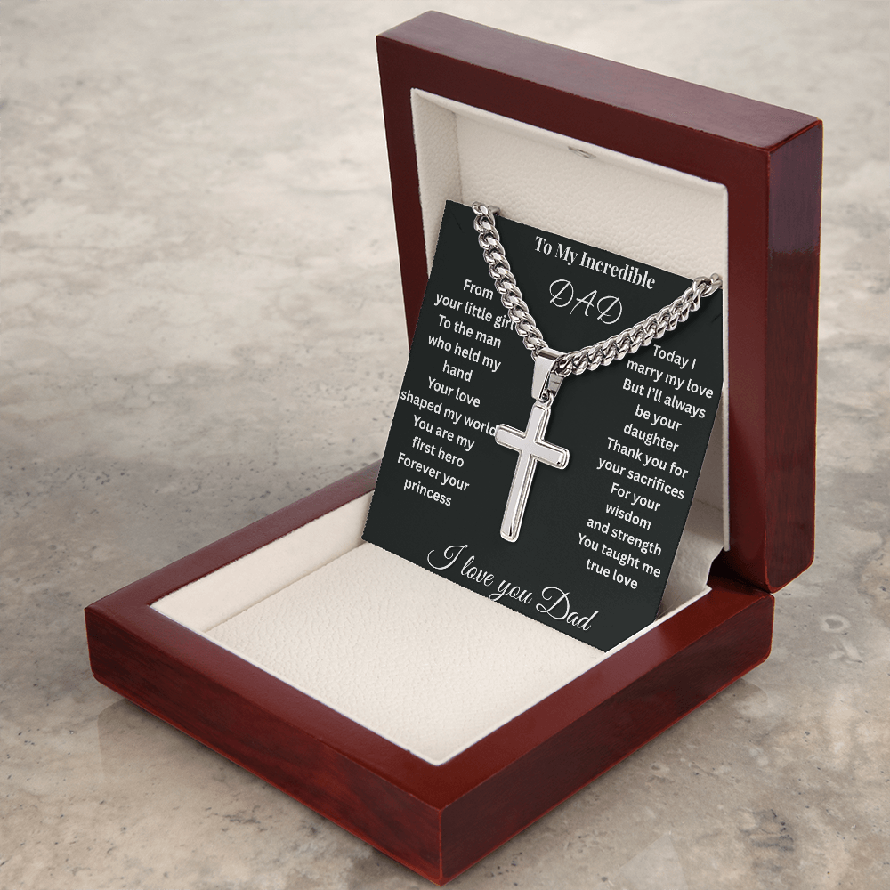 Patapata# ! Cuban Link Chain With Eng1raved Artisan Cross
