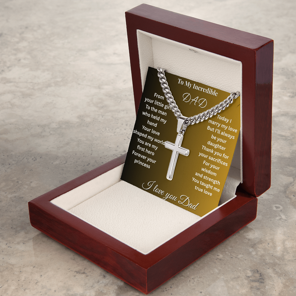 Patapata# ! Cuban Link Chain With Engraved Artisan Cross 2