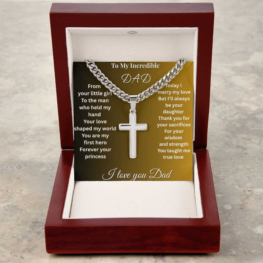 Patapata# ! Cuban Link Chain With Engraved Artisan Cross 2