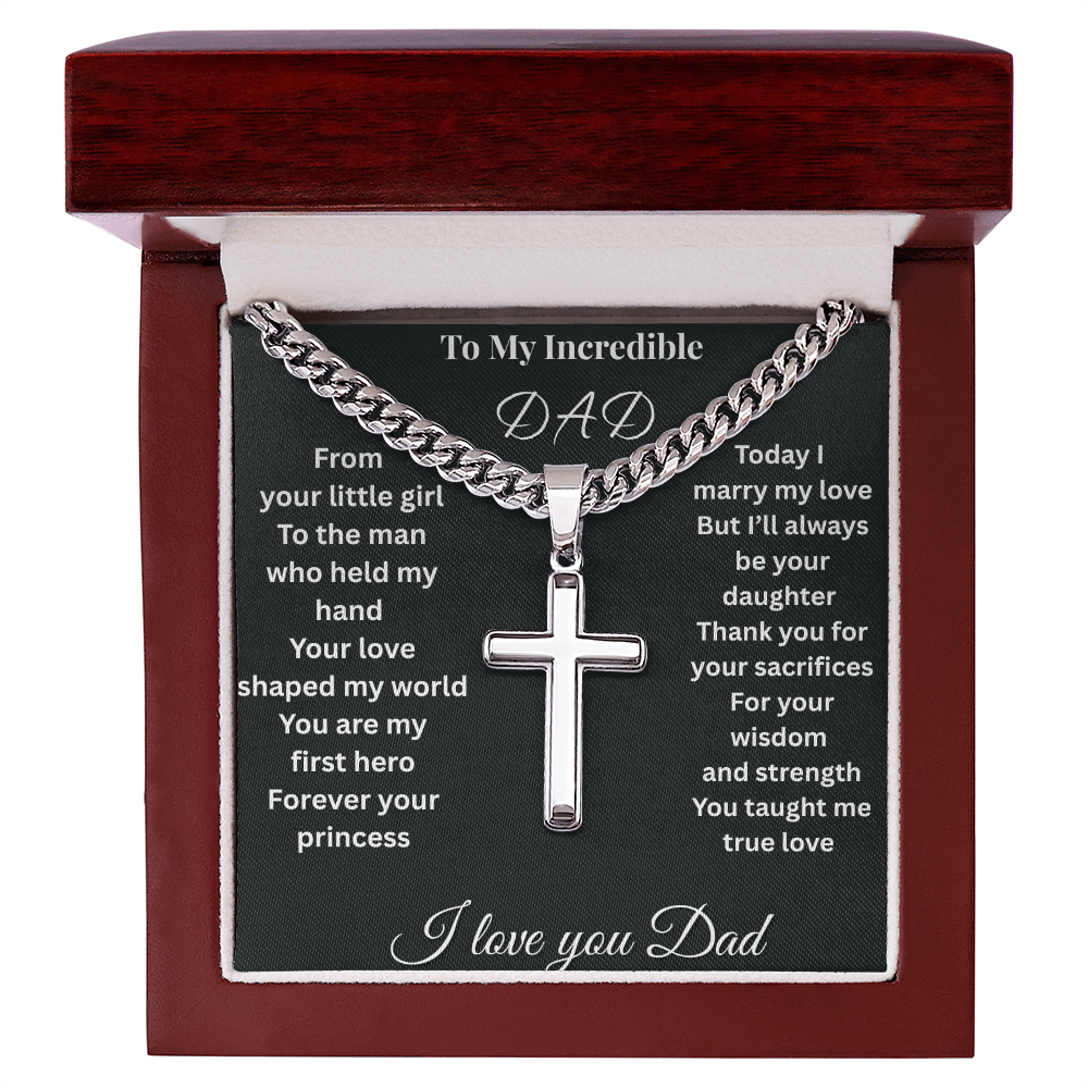 Patapata# ! Cuban Link Chain With Eng1raved Artisan Cross