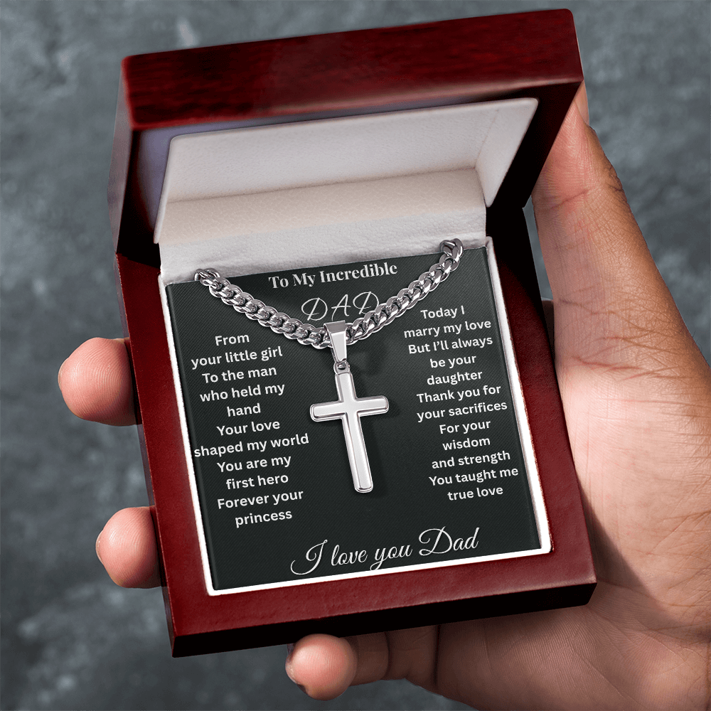 Patapata# ! Cuban Link Chain With Eng1raved Artisan Cross