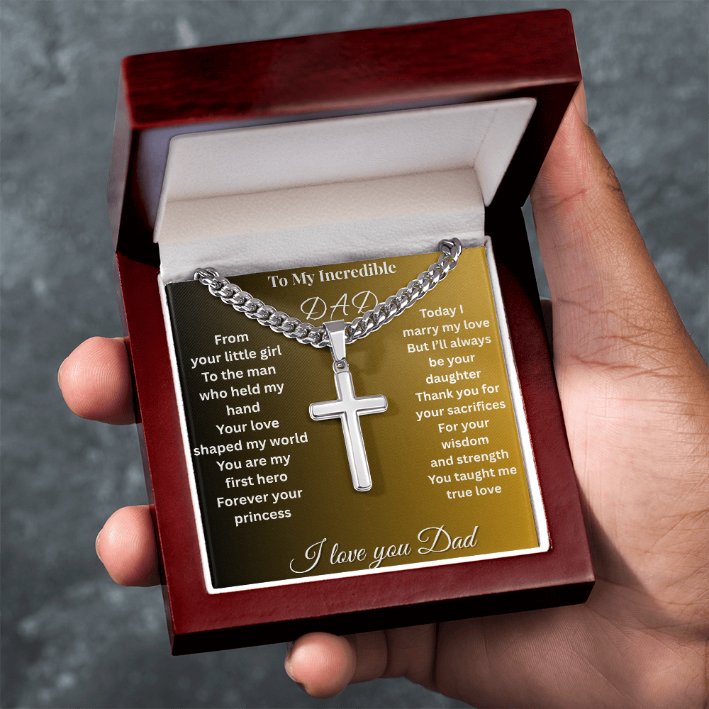 Patapata# ! Cuban Link Chain With Engraved Artisan Cross 2