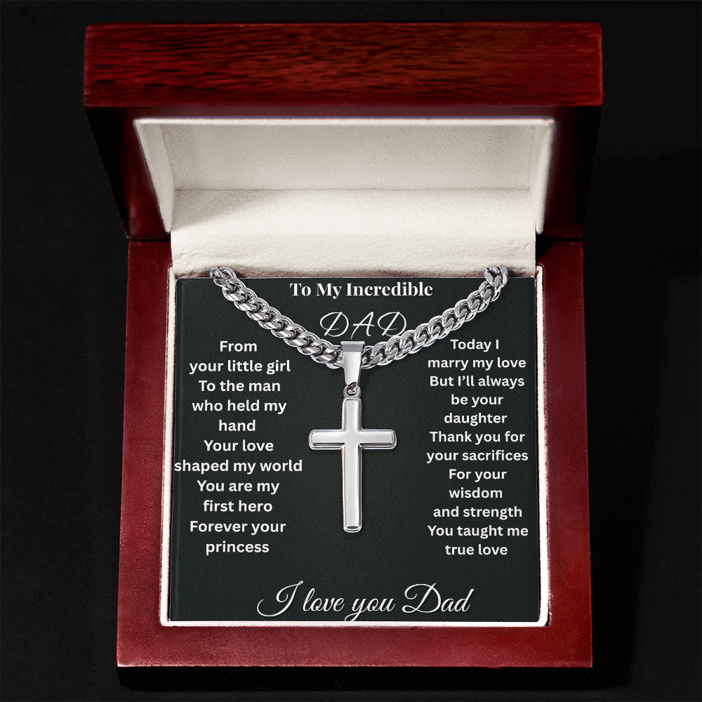 Patapata# ! Cuban Link Chain With Eng1raved Artisan Cross