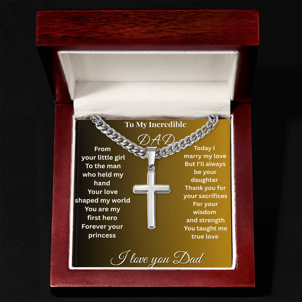 Patapata# ! Cuban Link Chain With Engraved Artisan Cross 2