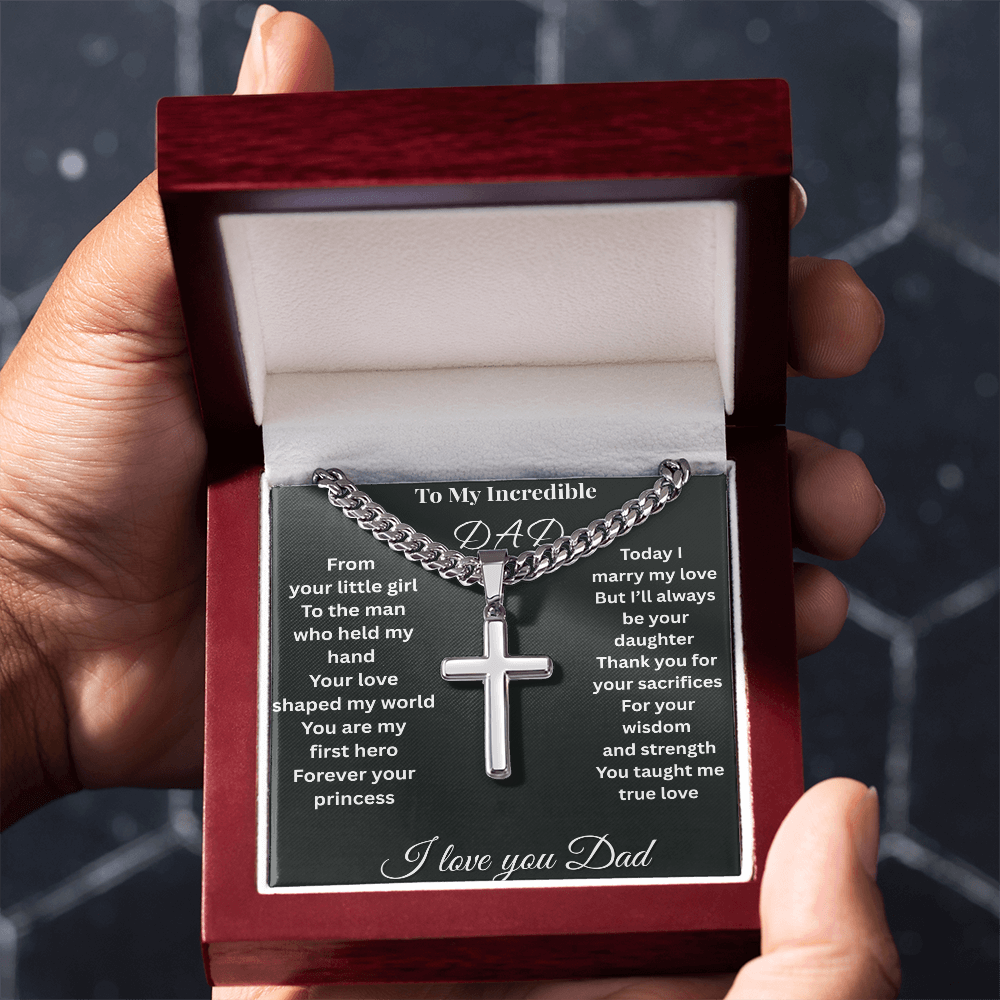 Patapata# ! Cuban Link Chain With Eng1raved Artisan Cross