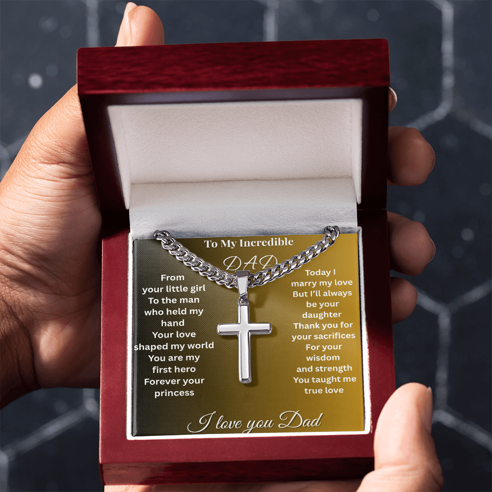 Patapata# ! Cuban Link Chain With Engraved Artisan Cross 2