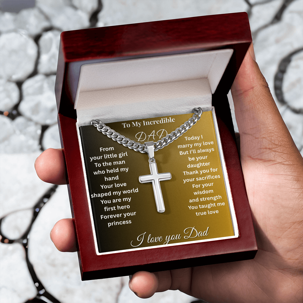 Patapata# ! Cuban Link Chain With Engraved Artisan Cross 2