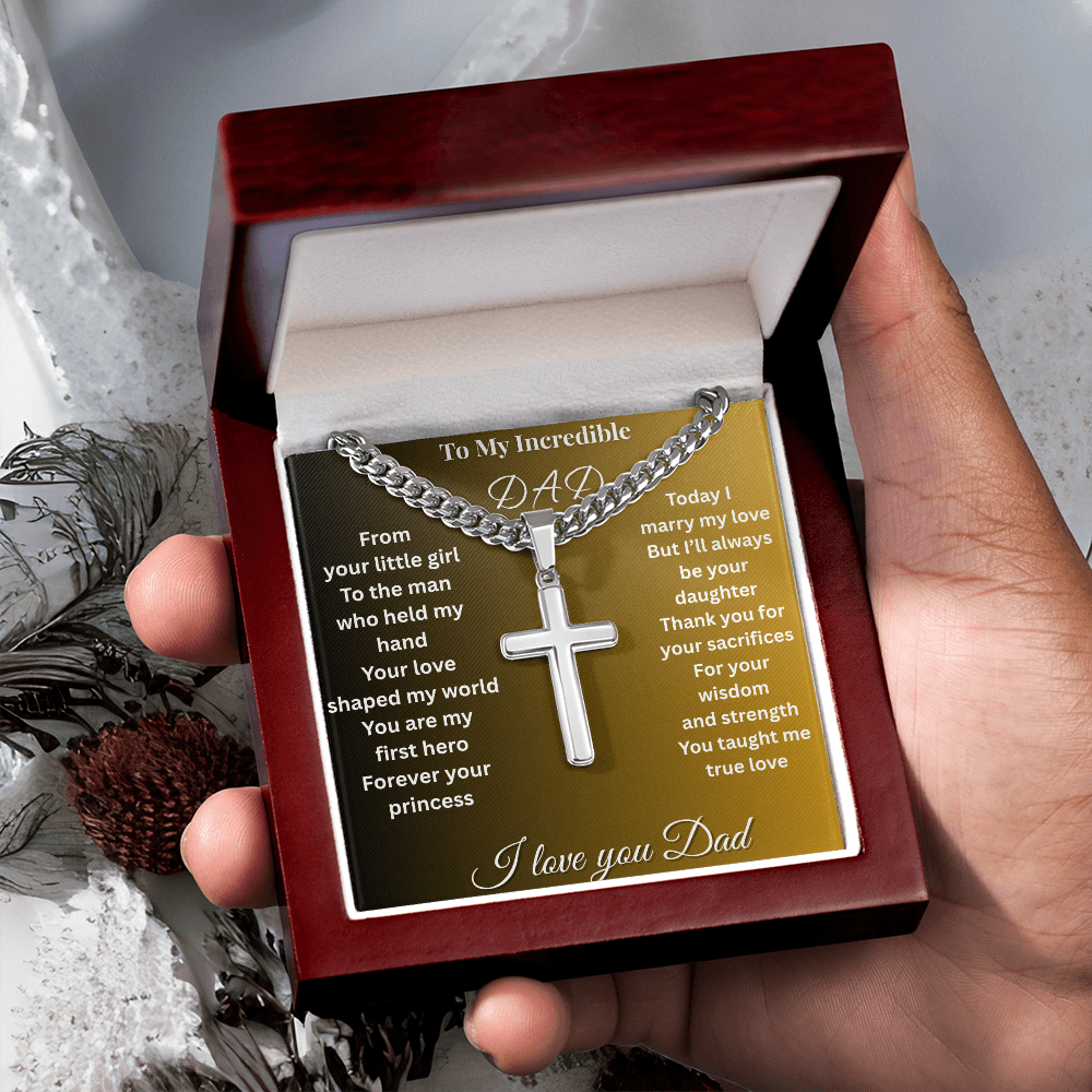 Patapata# ! Cuban Link Chain With Engraved Artisan Cross 2