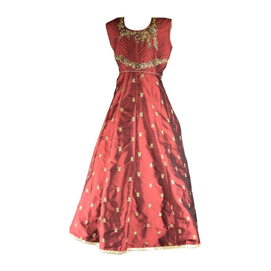 Patapata# Maroon Embroidered Anarkali  for Girls