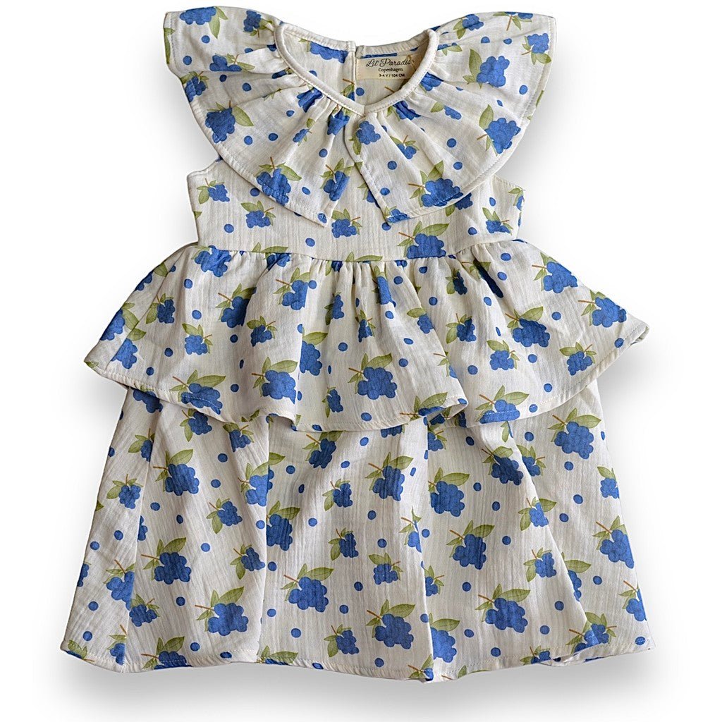 Patapata# Organic Blueberry Frill Dress