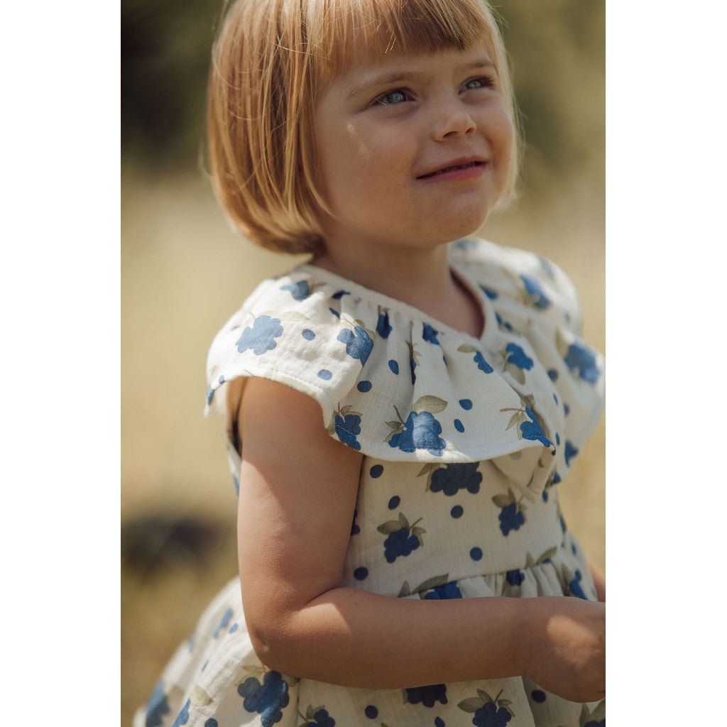 Patapata# Organic Blueberry Frill Dress