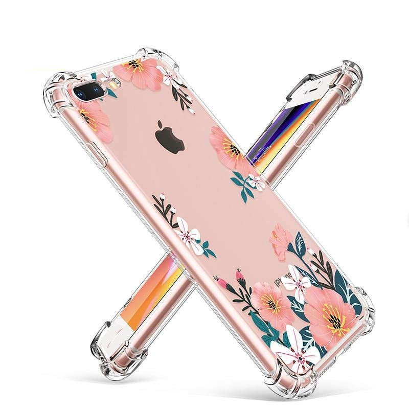 Phone Case For iPhone 7 8 Plus Clear Floral Design TPU imd Ultra Thin Shockproof Protective Cover For iPhone 7 8 Plus-0