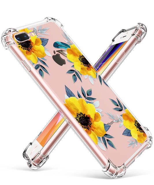 Phone Case For iPhone 7 8 Plus Clear Floral Design TPU imd Ultra Thin Shockproof Protective Cover For iPhone 7 8 Plus-3