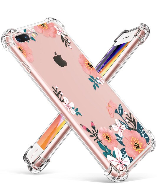 Phone Case For iPhone 7 8 Plus Clear Floral Design TPU imd Ultra Thin Shockproof Protective Cover For iPhone 7 8 Plus-2